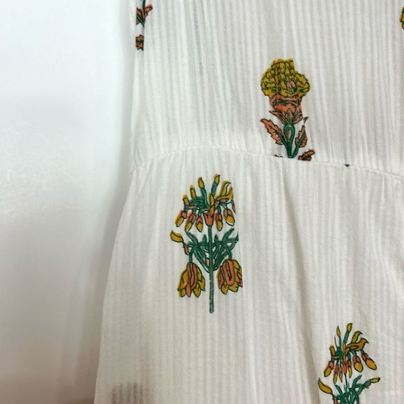 Lucky Brand Women White Cotton Pineapple Print Midi Dress Ruffle Sleeveless Maxi - Picture 13 of 14